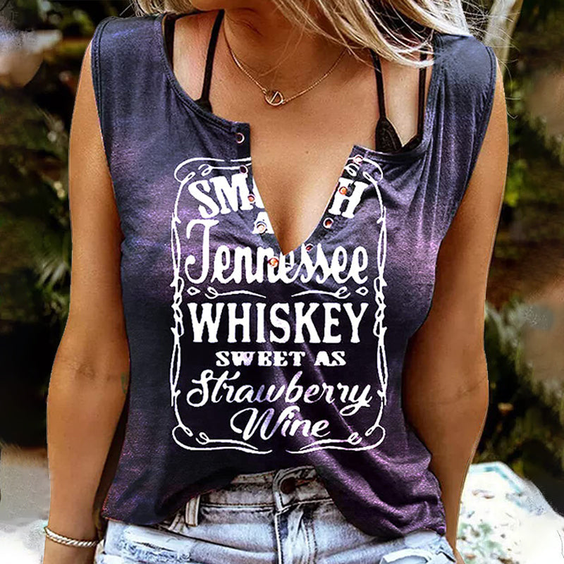 Mouwloze blouse met letterprint