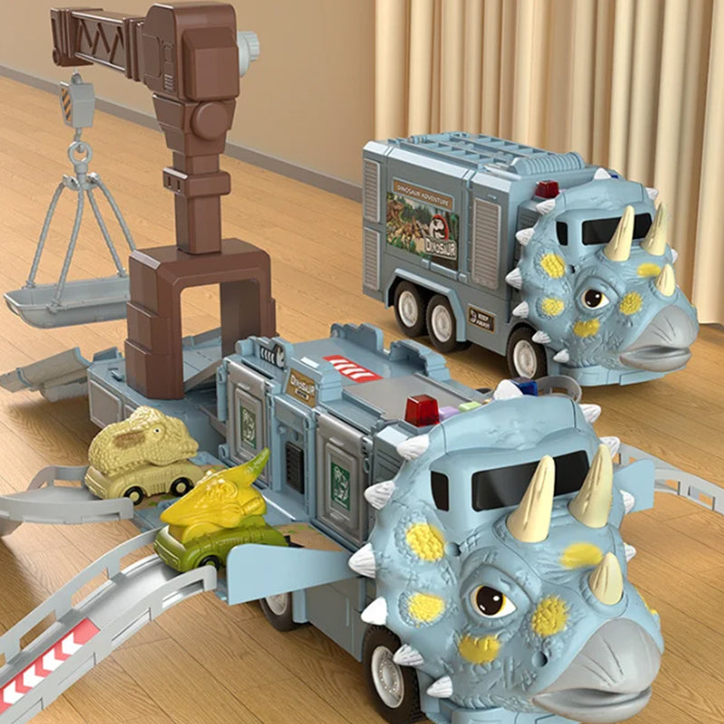 🦖Nieuwe dinosaurus transformerende technische vrachtwagenbaanspeelgoedset met licht en muziek