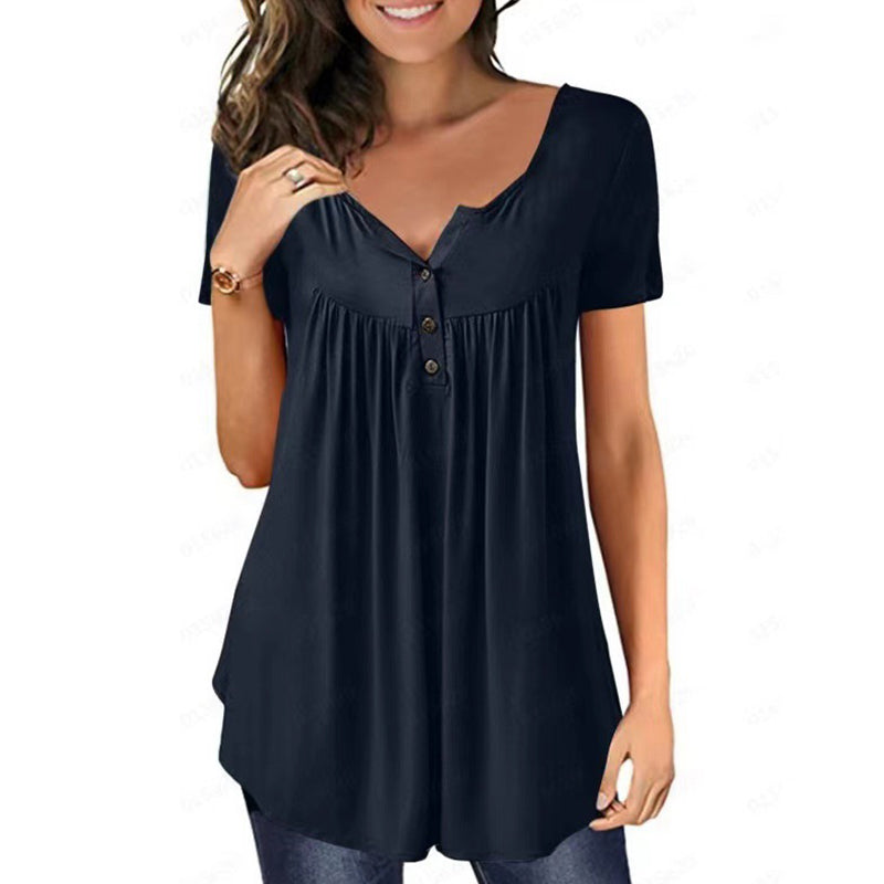 Effen T-shirt met ruches voor dames