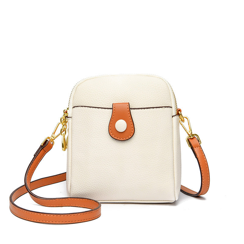 Kleine vierkante tas met één schouder in contrasterende kleur