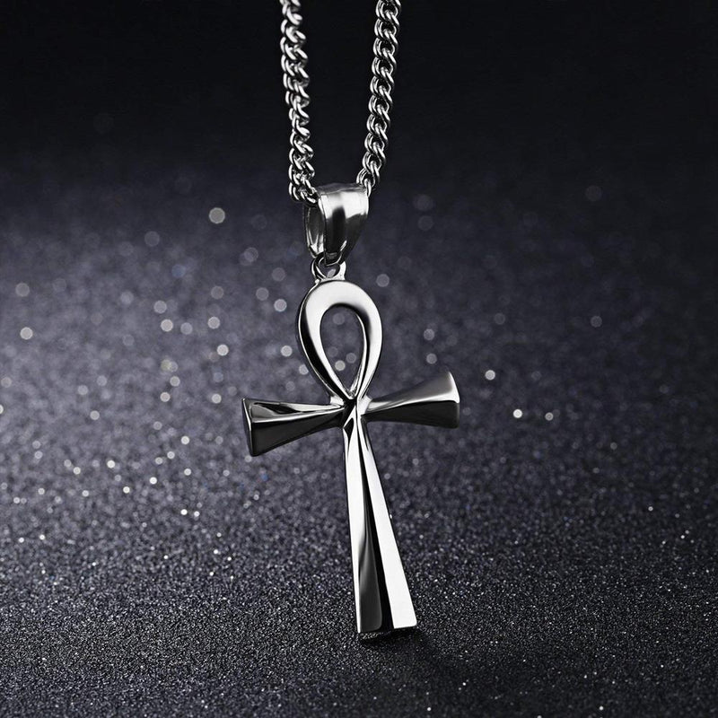 Stainless steel oude Egyptische kruis heren ketting