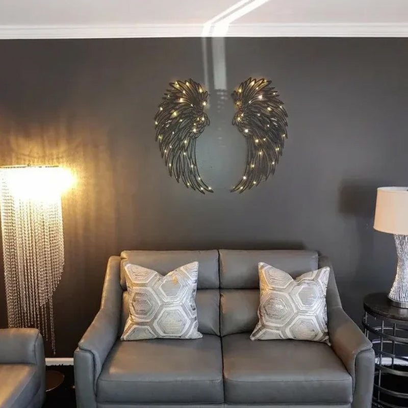 Black Angel Wings metalen vleugels kunst aan de muur met LED-verlichting