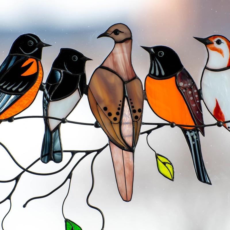 Vogels Glas-in-loodramen 🎁🎄kerstcadeau🐦