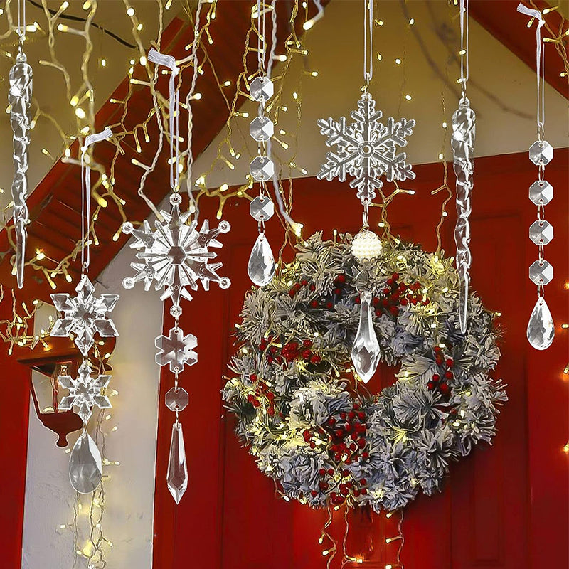 Kristallen kerstsneeuwvlokornamenten