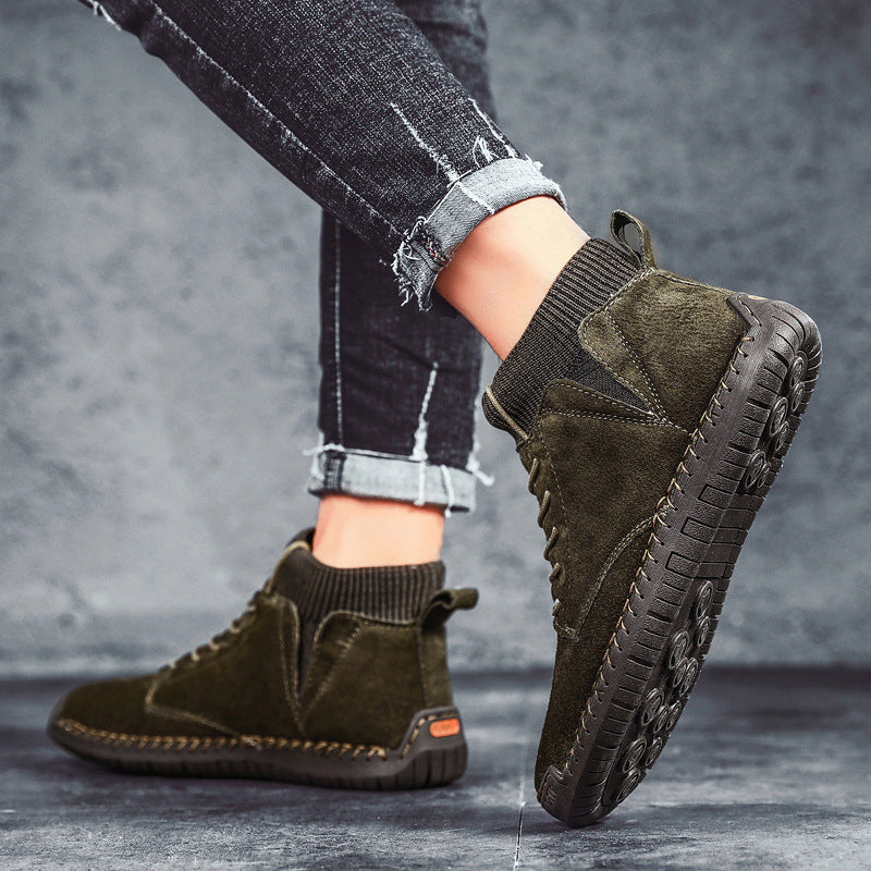 Handgestikte halfhoge heren schoenen