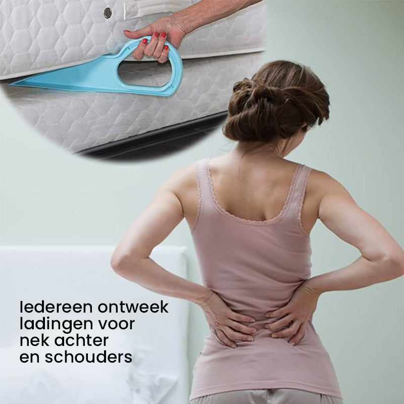 Handig hulpmiddel voor het maken van bedden en het optillen van matrassen