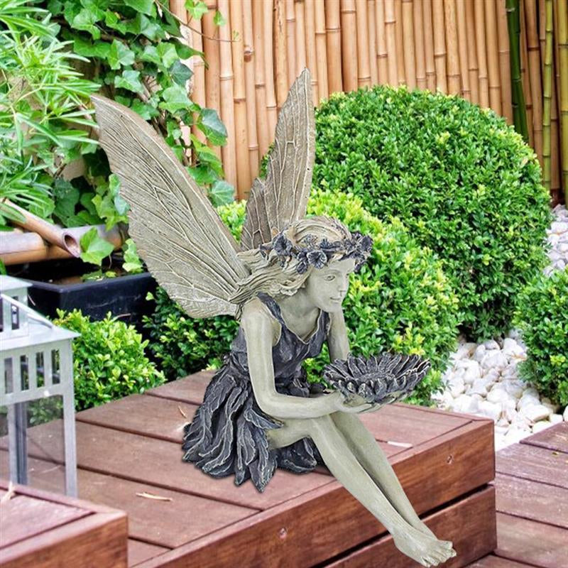 Zittende fee standbeeld tuin hars ambachtelijke ornament