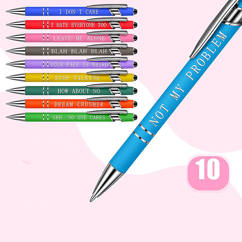 Funny Office Pennen (10 stuks / Zwarte Inkt)