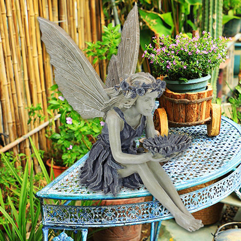 Zittende fee standbeeld tuin hars ambachtelijke ornament