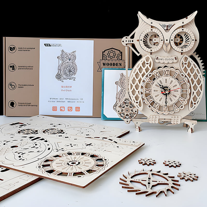 Houten Uil-puzzelset