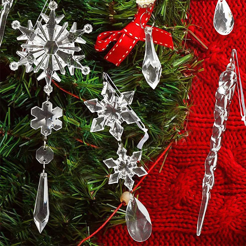 Kristallen kerstsneeuwvlokornamenten