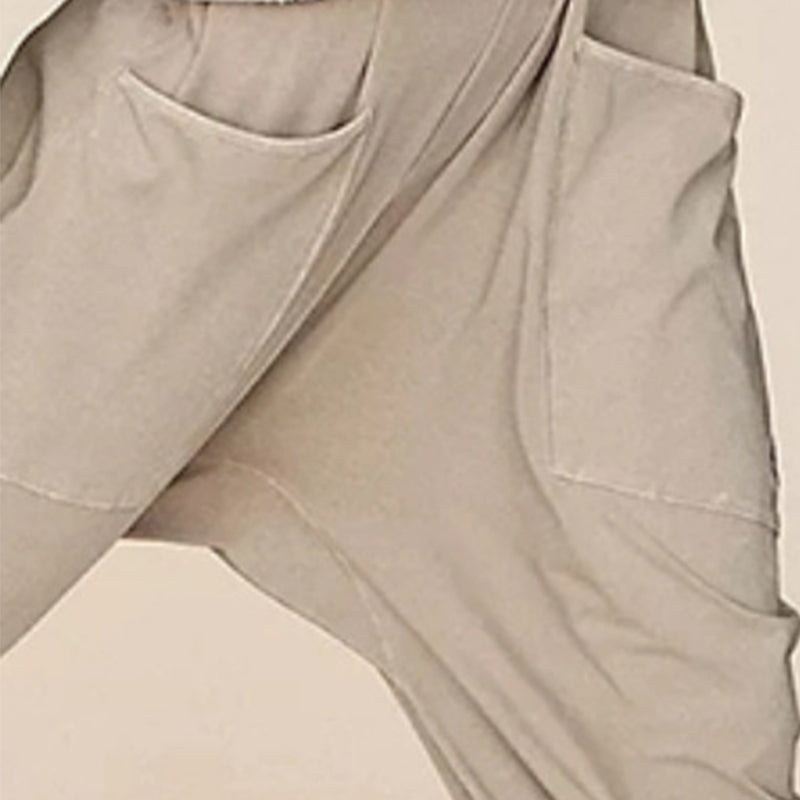 Solid Colour V-Neck Sling Pocket Jumpsuit