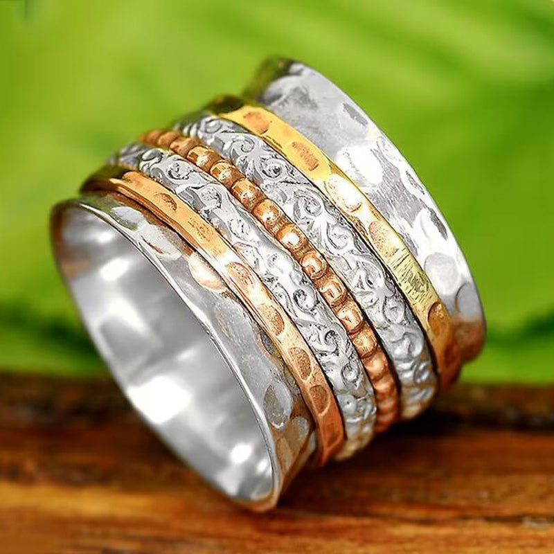Boheemse meditatie brede band spinner ring