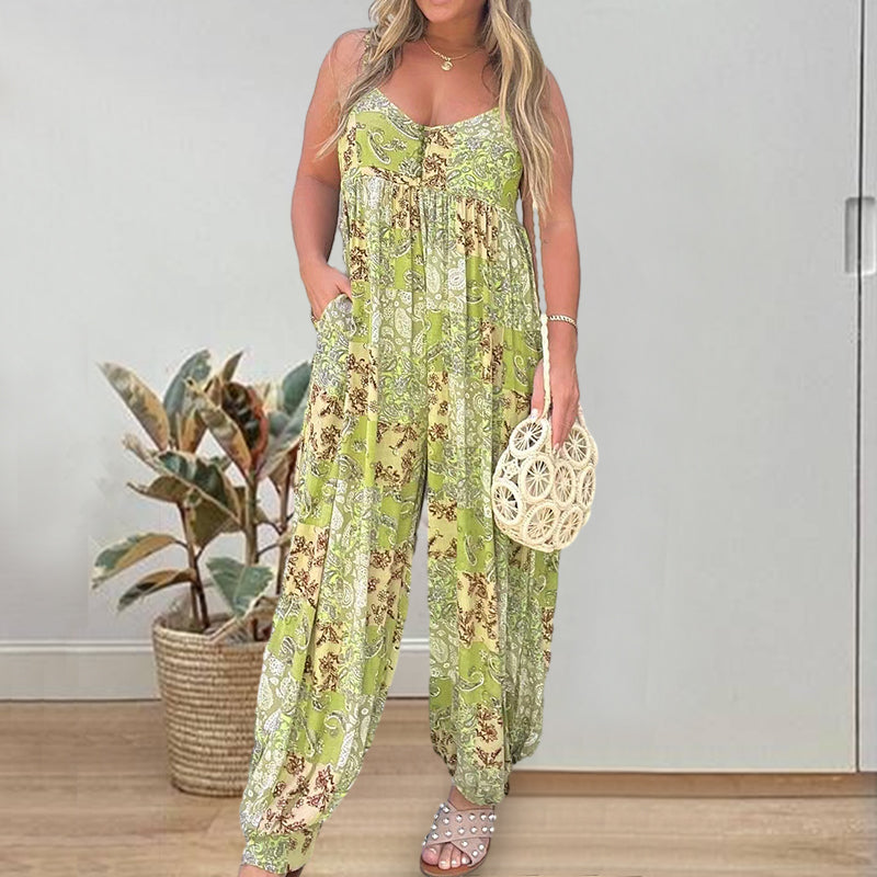 Bedrukte losse hemdjumpsuit