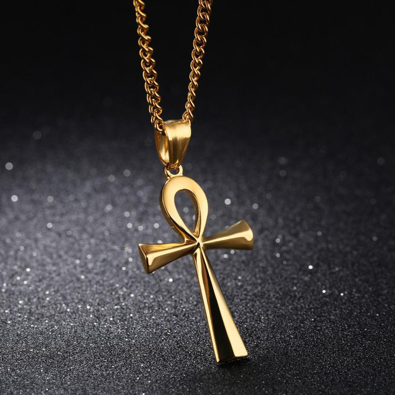 Stainless steel oude Egyptische kruis heren ketting