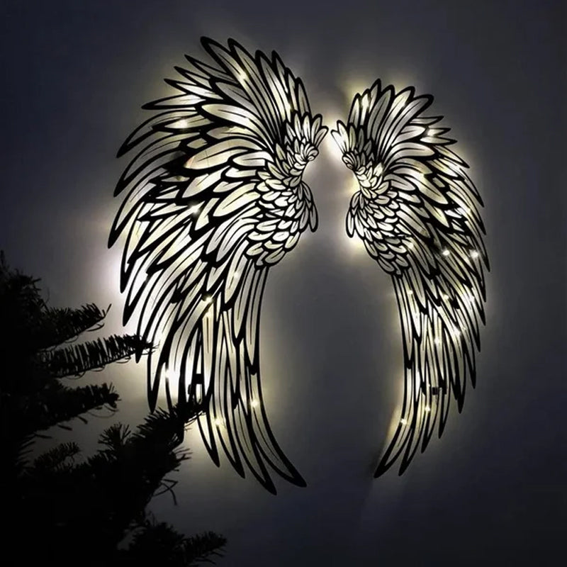 Black Angel Wings metalen vleugels kunst aan de muur met LED-verlichting