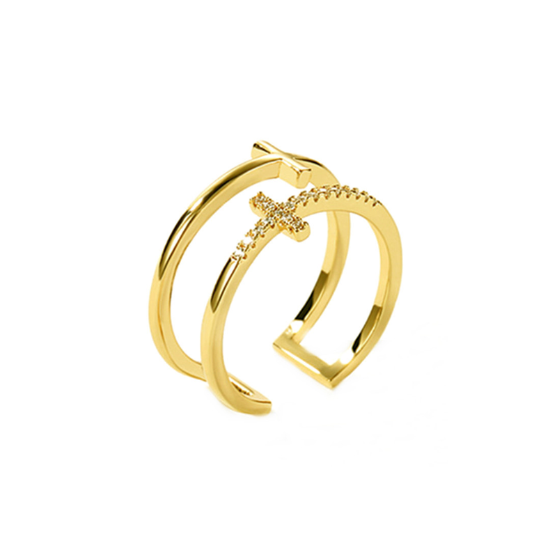 Dubbellaagse kruis ring