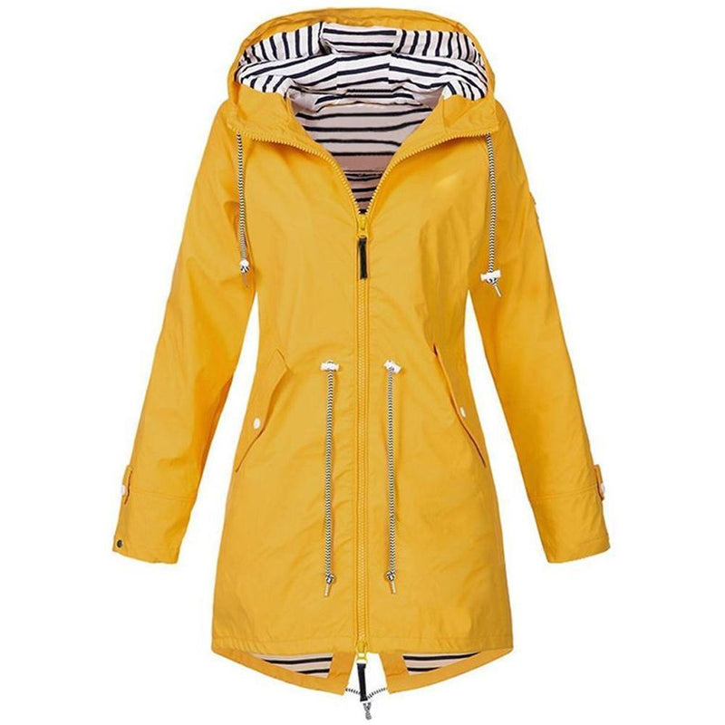Lange waterdichte jas met capuchon