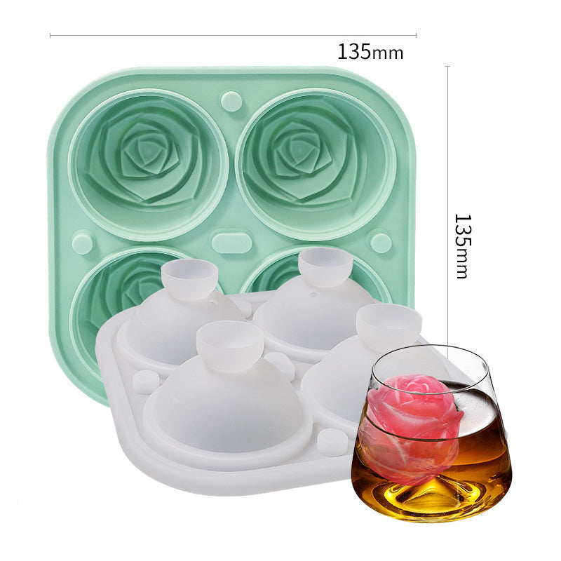 Rosen-Eiswürfelform mit 4 Fächern