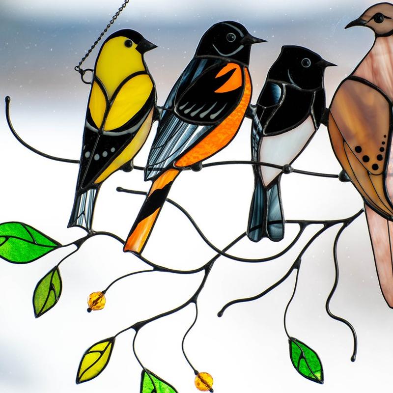 Vogels Glas-in-loodramen 🎁🎄kerstcadeau🐦
