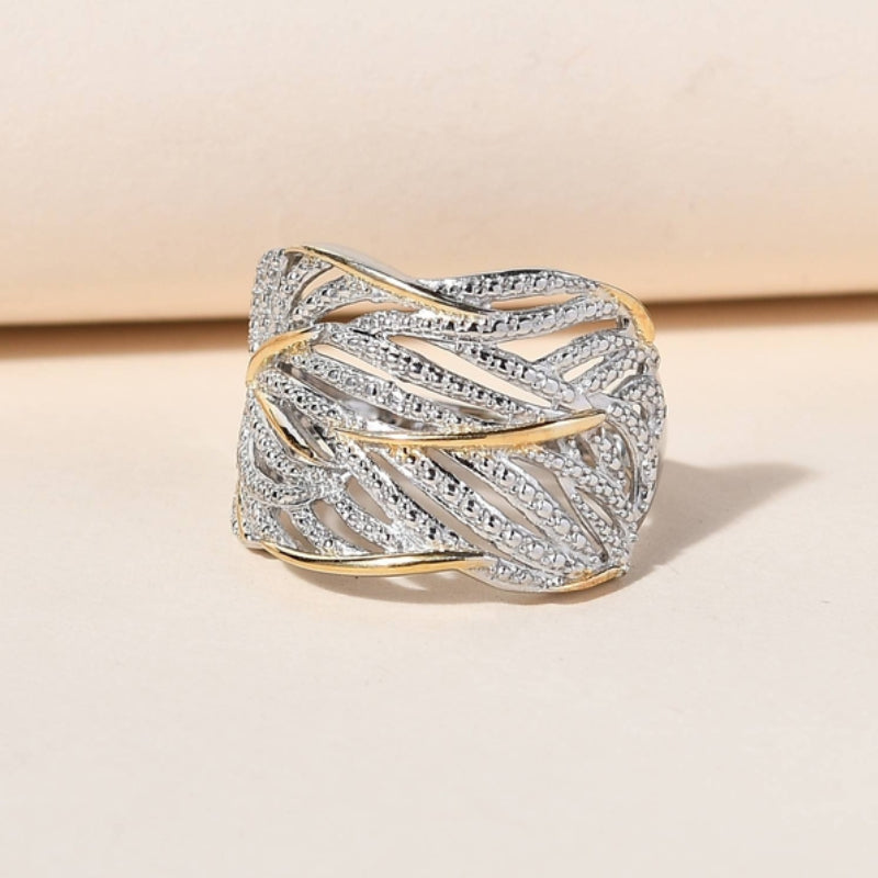 Zirkoon-gedraaide gelaagde tweekleurige ring