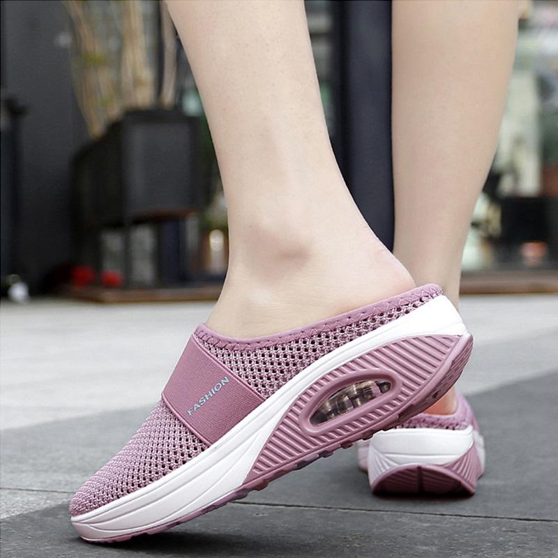 Platte platte sandalen met mesh voor dames