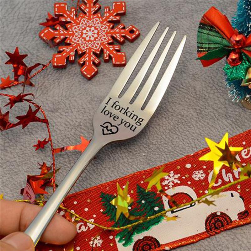 Gegraveerde vork geschenk