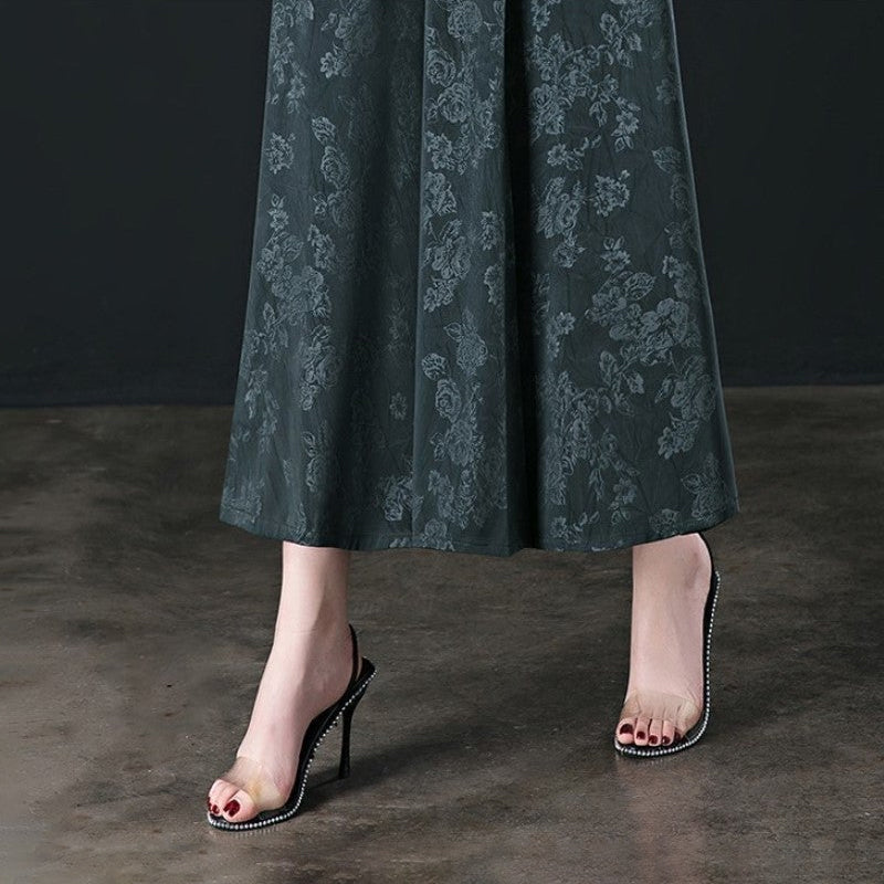 Broek met wijde pijpen en hoge taille