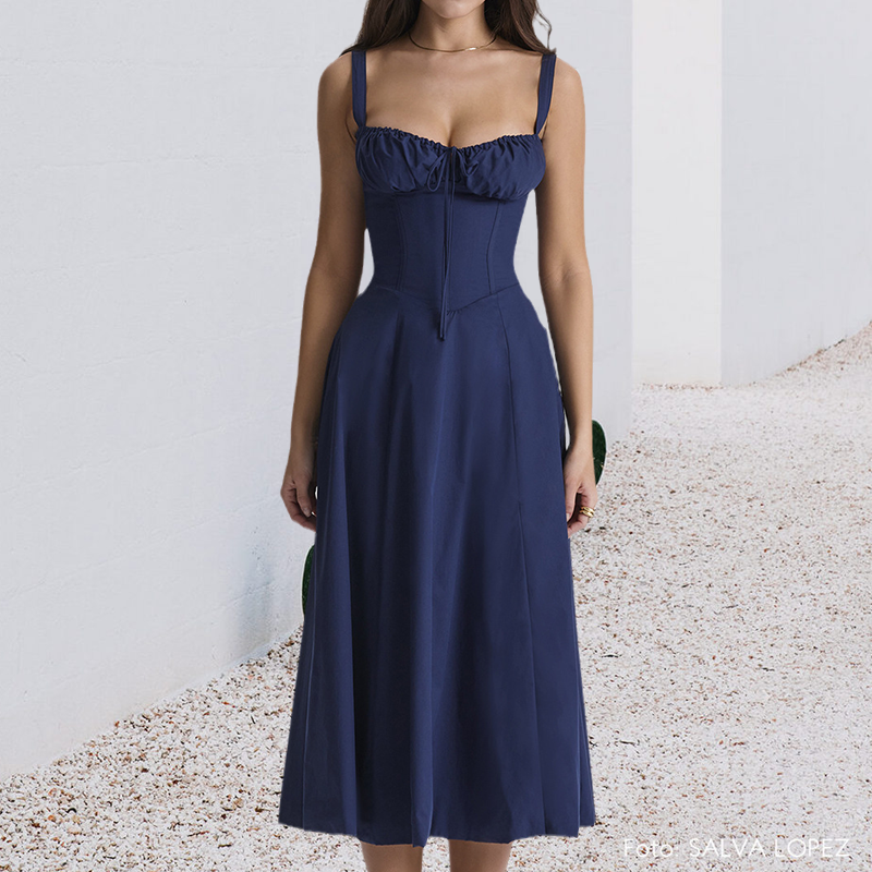 Carmen print bustier zonnejurk