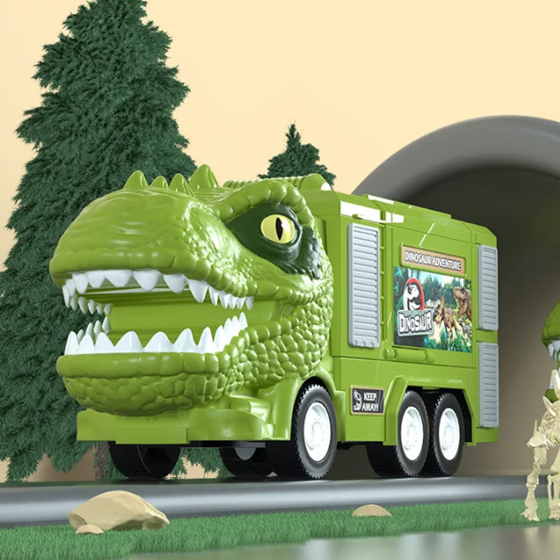 🦖Nieuwe dinosaurus transformerende technische vrachtwagenbaanspeelgoedset met licht en muziek