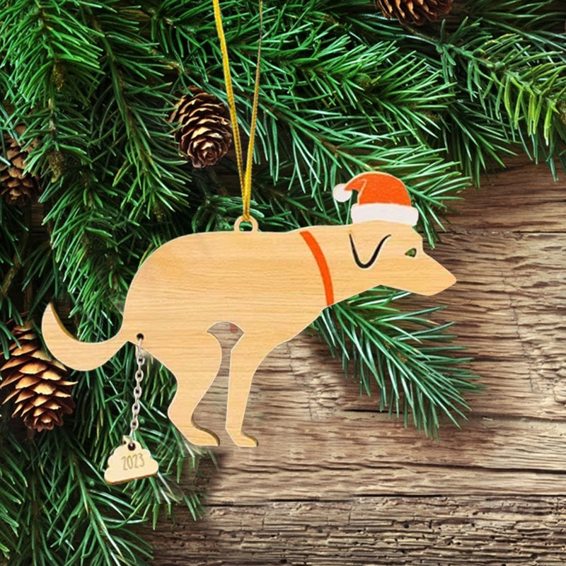 Poepende hond kerstversiering