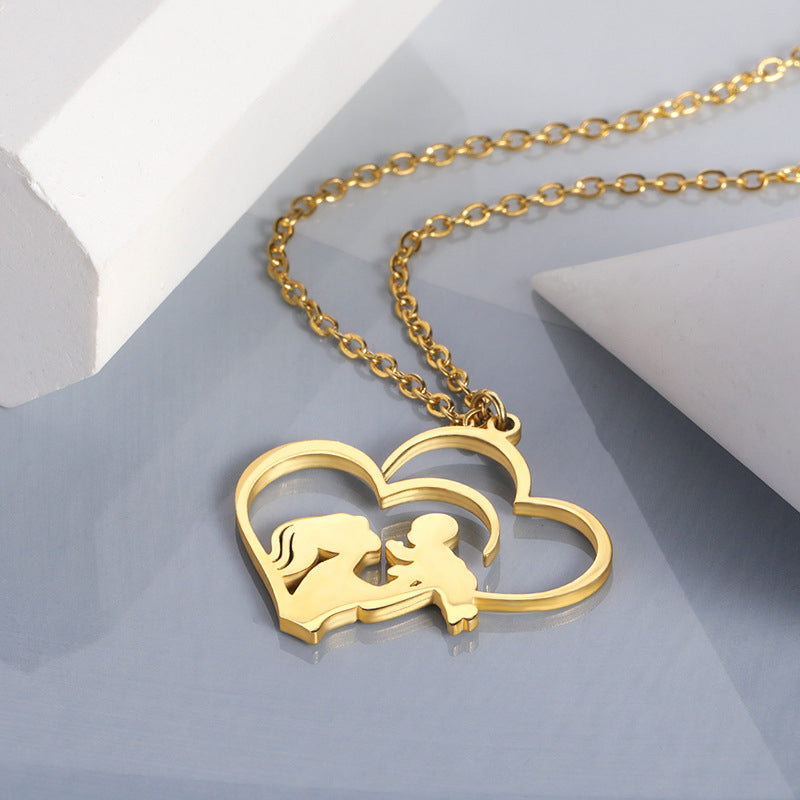 Moeder en baby hart ketting