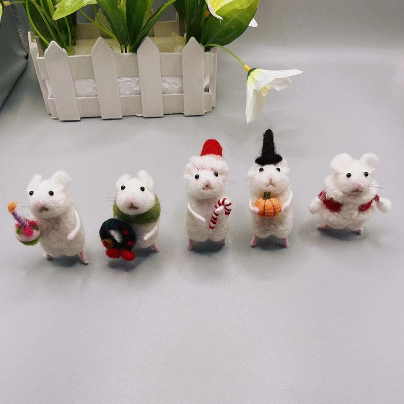 Vilten muis- en pompoenornament