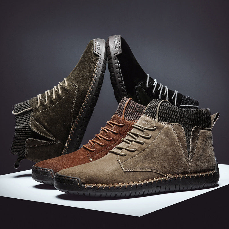 Handgestikte halfhoge heren schoenen