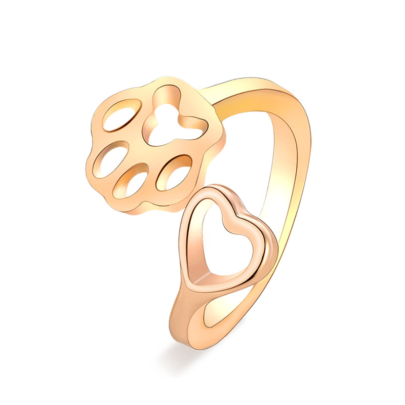 Uitgesneden hart hond poot ring