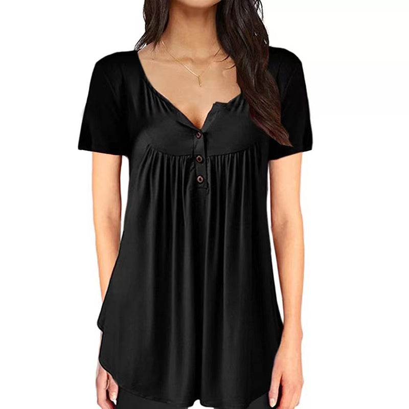 Effen T-shirt met ruches voor dames