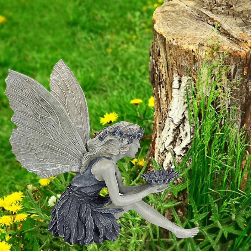 Zittende fee standbeeld tuin hars ambachtelijke ornament