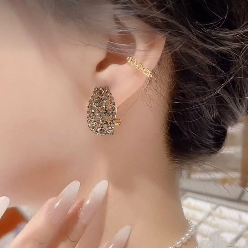 Glitter oorbellen met volledige strass-uitsparing