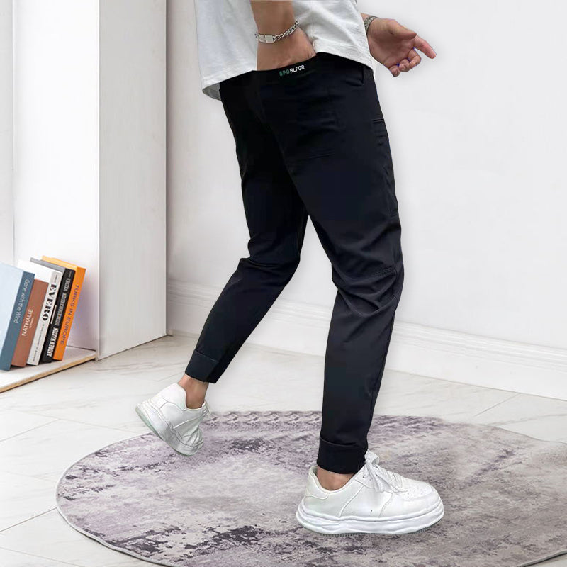 Hoge stretch skinny cargobroek met meerdere zakken voor heren