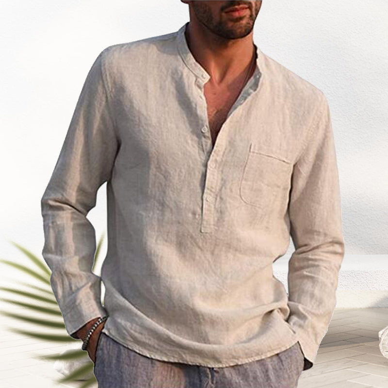V-neck linen shirt