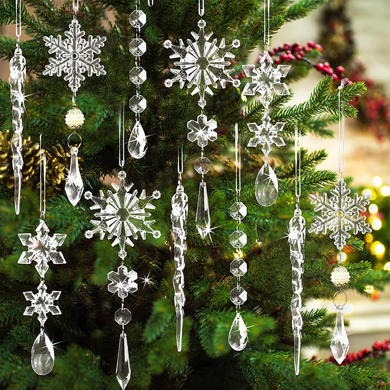 Kristallen kerstsneeuwvlokornamenten