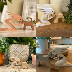 Dierenliefhebber - Tafelornamenten met houten sculptuur