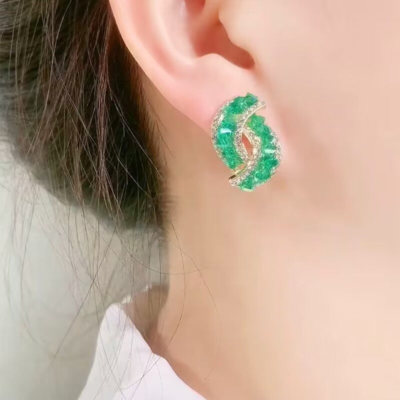 Groene verfraaide gesp oorbellen