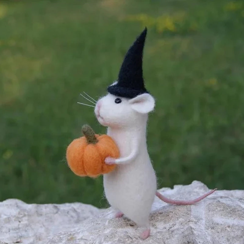 Vilten muis- en pompoenornament