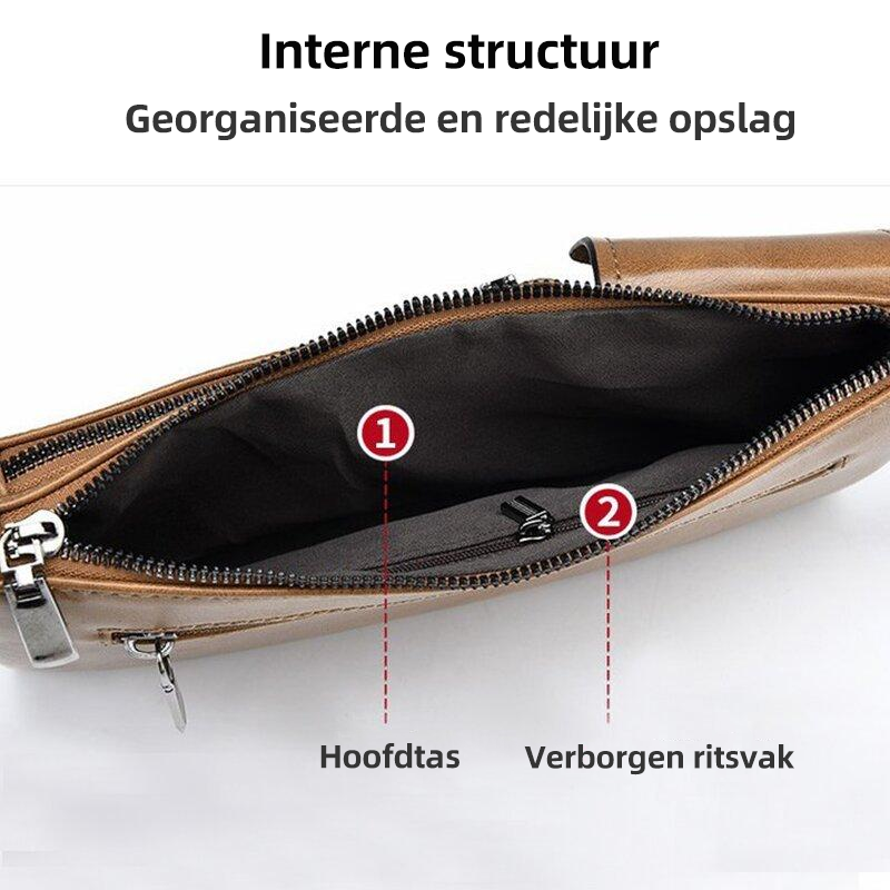 Schoudertas van echt leer voor heren