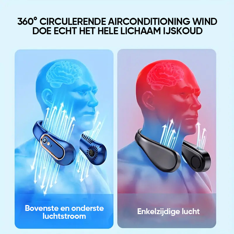 Nekventilator Oplaadbare USB-koelventilator 5 snelheden instelbaar
