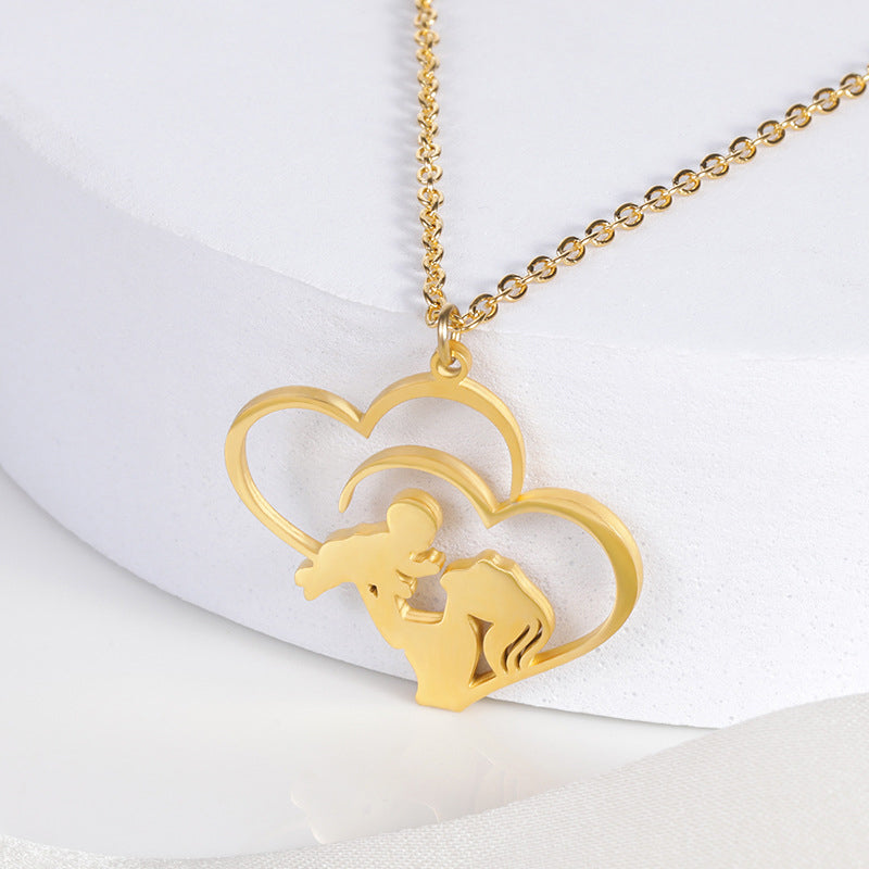 Moeder en baby hart ketting