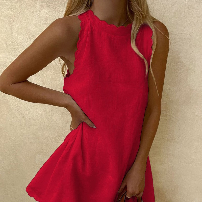 Mouwloze losse kanten jurk