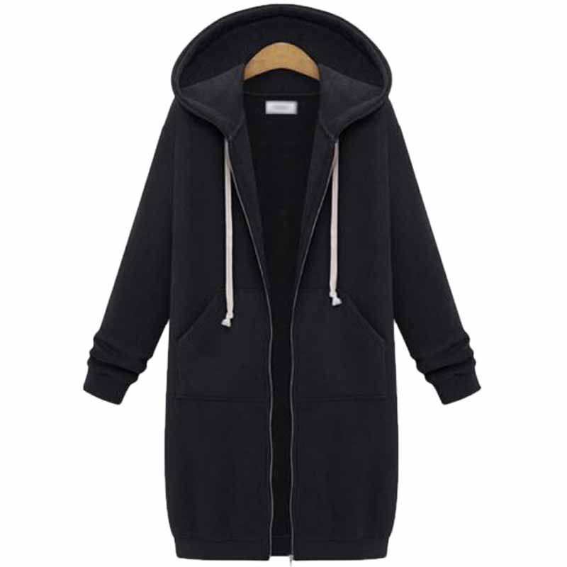 Vrijetijds lange hoodie met ritssluiting
