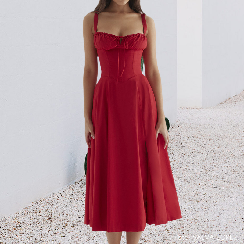 Carmen print bustier zonnejurk